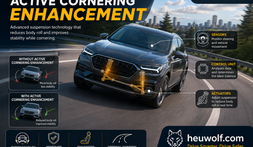 Active cornering enhancement system improving vehicle stability during cornering