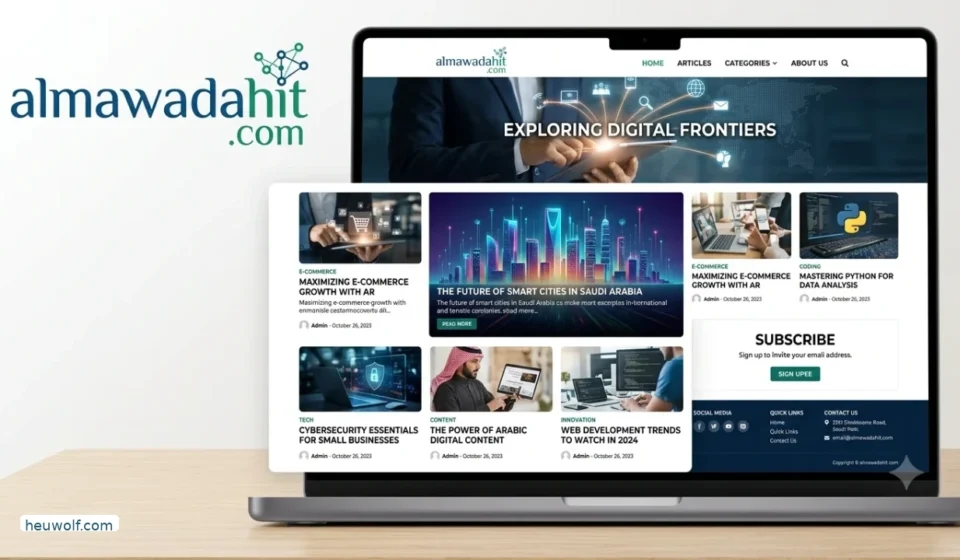 Tech Almawadahit technology website featuring digital innovation and modern tech trends